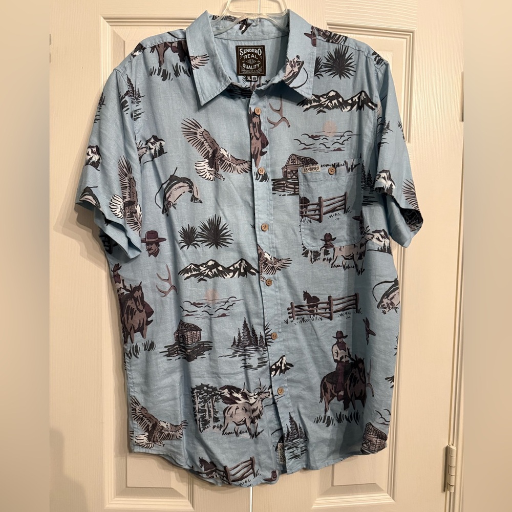 Lot of 2 Men’s Short Sleeve Button Down Western Shirts XL Sendero Pendleton - Picture 2 of 10